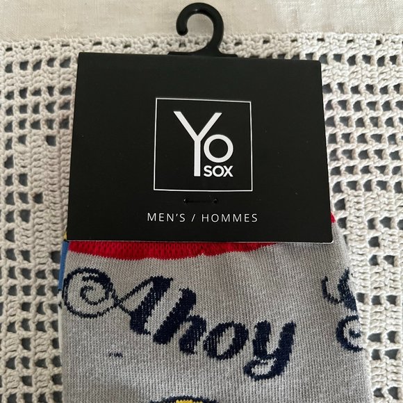 NEW with tags YoSox grey, red, navy, white & yellow socks men’s size 7-12 rare - Picture 2 of 9